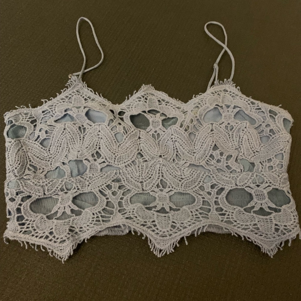 NWT Free People Lace Bralette in Light Gray